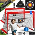 Produktbild: Fußballtor Kinder Pop-Up 2er Set Fußball-Tore Faltbar mit Glasfaserstangen & hochwertigen Tornetzen für Indoor, Outdoor & Garten Rot - Kesser