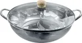 Produktbild: JADE TEMPLE 17105 Edelstahl Hot Pot Wok mit Glasdeckel, D: 34 cm, silber