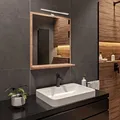 Produktbild: LED-Badspiegel mit Ablage 60x70 cm Sonoma – Badezimmerspiegel Wandspiegel