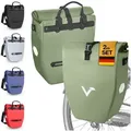 Produktbild: Valkental Fahrradtasche Gepäckträgertasche - Fahrradtasche für Gepäckträger, wasserdicht, große Reflektoren, 20L & 28L grün Spar-Bundle