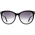 Produktbild: Tom Ford Runde Damen Sonnenbrille Glänzendes Schwarz Rauchgrauer Verlauf