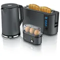 Produktbild: Arendo Frühstücks-Set in grau Wasserkocher / Toaster / Eierkocher