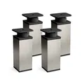 Produktbild: Sossai Design-Füße MFV1, 4er Set mit 40 x 40 mm Vierkantprofil, Höhe 80 mm, höhenverstellbar, Edelstahl gebürstet grau, für Kommoden, Schränke