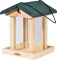Produktbild: dobar® 21097e Vogelfutterhaus Spitzdach Hängend - Vogelhaus Massivholz - Vogelvilla großes Futtersilo - Vogelfutterstation zum Aufhängen - Futterstation - 22 x 25 x 28 cm - Grün