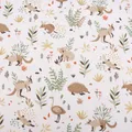 Produktbild: Baumwollstoff Webware Tiere aus Australien weiß grün beige 1,47m Breite