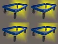 Produktbild: 4er Set Transportroller (121898497974) Rollwagen 600x400 mm, blau, graue Gummiräder Kistenroller