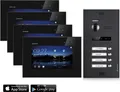 Produktbild: Video Türsprechanlage mit Smartphone App für 1 Familienhaus, Schwarz, 4x Monitore, Balter EVO WLAN Schwarz
