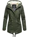 Produktbild: MARIKOO Manolya Damen Winter Jacke Stepp Parka Mantel Teddyfell warm gefüttert Grün 34 - S