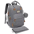 Produktbild: RUVALINO Baby Wickelrucksack Wickeltasche Rucksack mit tragbarer Wickelauflage, Schnullerhalter und Kinderwagengurten, Babytasche Multifunktional für Mama und Papa, Grau