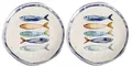 Produktbild: Teller im mediterranen Design mit Sardinen-Motiv | Maritime Speiseteller (26 cm), Suppenteller (21 cm) oder Dessertteller (20 cm) aus robusten Steinzeug, glattes Finish (2er Set Speiseteller (26cm))