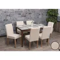 Produktbild: MCW 6er-Set Esszimmerstuhl Littau, Stuhl Küchenstuhl Hochlehner, Stoff/Textil Chenille Holz ~ creme, naturfarbene Beine