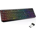 Produktbild: KLIM Chroma Wireless Gaming Tastatur Kabellos QWERTZ DEUTSCH - Langlebig, Ergonomisch, Wasserdicht, Leise - RGB Kabellose Tastatur Gaming, schwarz - Schwarz