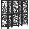 Produktbild: 5-tlg. Paravent Schwarz Massivholz Paulownia Vidaxl