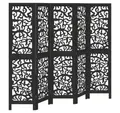 Produktbild: vidaXL Raumteiler 5-tlg. Paravent Schwarz Massivholz Paulownia, 5-tlg.