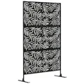 Produktbild: Outsunny Raumteiler 3-teilig 122 x 198 cm Sichtschutz mit Ständer mit Weidenblattmuster Trennwand Raumtrenner für Garten, Terrasse, Stahl, Schwarz
