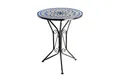 Produktbild: Kobolo Beistelltisch Gartentisch Metalltisch mit Mosaikoptik weiß blau (kein Set, 1-St., Stühle separat erhältlich)