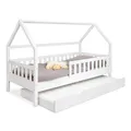 Produktbild: Ehrenkind® Hausbett Lille | Kinderbett mit abnehmbaren Rausfallschutz aus Massivholz FSC® zertifziert inkl. Bettkasten | Hausbett 90x200 | Kinderbett 90x200 Weiß