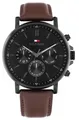 Produktbild: Tommy Hilfiger 1710704 Black Herren Multifunktion Uhr Herrenuhr Leder Braun Neu