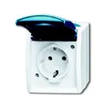Produktbild: Busch-Jaeger Schuko-Steckdose ocean, mit Klappdeckel, grau/blaugrün, 1-fach