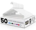 Produktbild: Kunststoff-Kleiderbügel 50er Pack mit Haken - Langlebige & platzsparende Weiß...