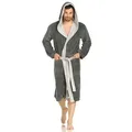 Produktbild: Vossen Bademantel Poppy, ideal für Sauna & Spa, Hotelbademantel, Morgenmantel, Langform, Baumwoll-Mix, Kapuze, Gürtel, Doubleface Optik grau XL | 120 cm