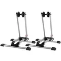 Produktbild: 2x WELLGRO Fahrradständer - für Vorderrad oder Hinterrad, Stahl, silber, platzsparend zusammenklappbar