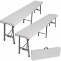 Produktbild: Trutzholm ® - 2x Bierzeltbank Für 4 Personen Kunstoff Weiß 180 Cm Klappbar Klappbank Partybank