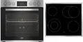 Produktbild: Beko BBUM12321X Einbau Herdset mit Glaskeramikkochfeld, 60cm breit, Restwärmeanzeige, Versenkbare Knebel, Booster-Funktion, SteamShine, Edelstahl/Schwarz