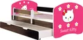 Produktbild: ACMA Jugendbett Kinderbett Junior-Bett Komplett-Set mit Matratze Lattenrost und Rausfallschutz Wenge 16 Sweet Kitty 2 140x70 + Bettkasten