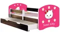 Produktbild: ACMA Kinderbett Jugendbett mit Einer Schublade und Matratze Wenge mit Rausfallschutz Lattenrost II 140x70 160x80 180x80 (16 Sweet Kitty 2, 140x70 + Bettkasten)