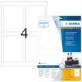 Produktbild: HERMA 8882 Flaschenetiketten, 10 Blatt, 90 x 120 mm, 4 pro A4 Bogen, 40 Stück, selbstklebend, bedruckbar, glänzend, blanko Flaschenaufkleber Etiketten aus hochwertigem Papier, weiß