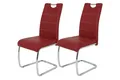 Produktbild: Hela Tische, 2er Set Esszimmerstuhl Freischwinge Flora - Bezug Kunstleder Bordeauxrot - Metallgestell verchromt - 120kg belastbar - Lehne mit Griff