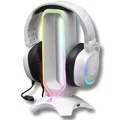 Produktbild: THE G-LAB K-Stand Radon - Gaming Kopfhörer Stander - RGB-Hintergrundbeleuchtung, USB-Hub 2 x 2,0, rutschfeste Basis - Universalhalterung für Gamer - Kopfhörer für PC PS4 Xbox One - Weiß