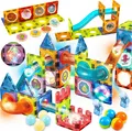 Produktbild: Magnetische Konstruktionsbausteine mit leuchtenden Schienen – 75-teiliges Set für Kinder – Kreatives Bauspielzeug mit Magnetverbindungen