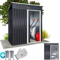 Produktbild: Metall Geräteschuppen Gerätehaus Gartenhaus Schuppen Pultdach Schiebetür 185x165