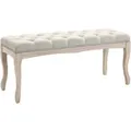 Produktbild: HOMCOM Sitzbank Vintage Schlafzimmer Gummiholz Leinen Beige 110 x 40 x 48 cm