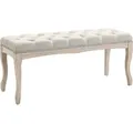 Produktbild: HOMCOM Polsterbank Sitzbank Truhenbank Schuhbank Vintage Gummiholz Leinen Beige - Beige