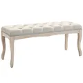 Produktbild: Polsterbank Sitzbank Truhenbank Schuhbank Vintage Gummiholz Leinen Beige