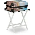Produktbild: Relaxdays Kofferständer klappbar, aus Bambus, für Koffer und Reisegepäck, Gepäckablage, HxBxT: 53,5 x 58 x 36,5 cm, weiß