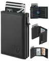Produktbild: TEEHON Geldbörse Herren - Magnetischer Slim Wallet mit Münzfach&RFID Schutz&ID-Fenster-Leder Portmonee Geldbeutel kartenetui für Karten - kreditkartenetui Herren Klein - Kartenhalter Schwarz (Tee-5)