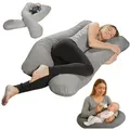Produktbild: sleepling Bodypillow, Schwangerschaftskissen, Seitenschläferkissen, Lagerungskissen, Mikrofaser, 140 x 75 x 20 cm, grau - Grau