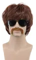 Produktbild: karlery Erwachsene Männer Kurze Gerade Braun Rocker Schnurrbart Perücke 70er 80er Jahre Kalifornien Halloween Kostüm Cosplay Anime Perücke