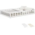 Produktbild: Homestyle4u Kinderbett Weiß mit Rausfallschutz 120x200 cm Bodenbett Lattenrost Matratze 3026