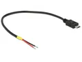 Produktbild: Delock Kabel USB 2.0 Micro-B Stecker > 2 x offene Kabelenden Strom 20 cm Raspber