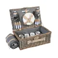 Produktbild: B-Ware Picknickkorb-Set MCW-B24 für 4 Personen, Weiden-Korb, schwarz-weiß