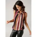 Produktbild: Blusentop LAURA SCOTT, Damen, Gr. 42, rot (bordeaux, gestreift), Web, Obermaterial: 97% Polyester, 3% Elasthan, gestreift, figurumspielend hüftlang, Blusen Blusentop, mit verschiedenen Designs