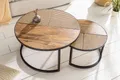 Produktbild: riess-ambiente Couchtisch VIENNA LOUNGE Ø70cm natur / schwarz (Set, 2-St., 2x Couchtisch), Wohnzimmer · Massivholz · Metall · rund · Rattan · Wiener Geflecht