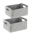 Produktbild: 2ER SET FILZKORB IN HELLGRAU RECHTECKIG FALTKORB ORGANIZER AUFBEWAHRUNGSBOX 45