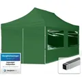 Produktbild: 3x6 m Faltpavillon, economy Alu 32mm, Seitenteile mit Panoramafenstern, dunkelgrün