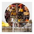 Produktbild: K&L Wall Art Fototapete Collection of noodles, Vliestapete, rund, italienische Küche, Pastasorten Tapete bunt 2.36 m x 2.36 m